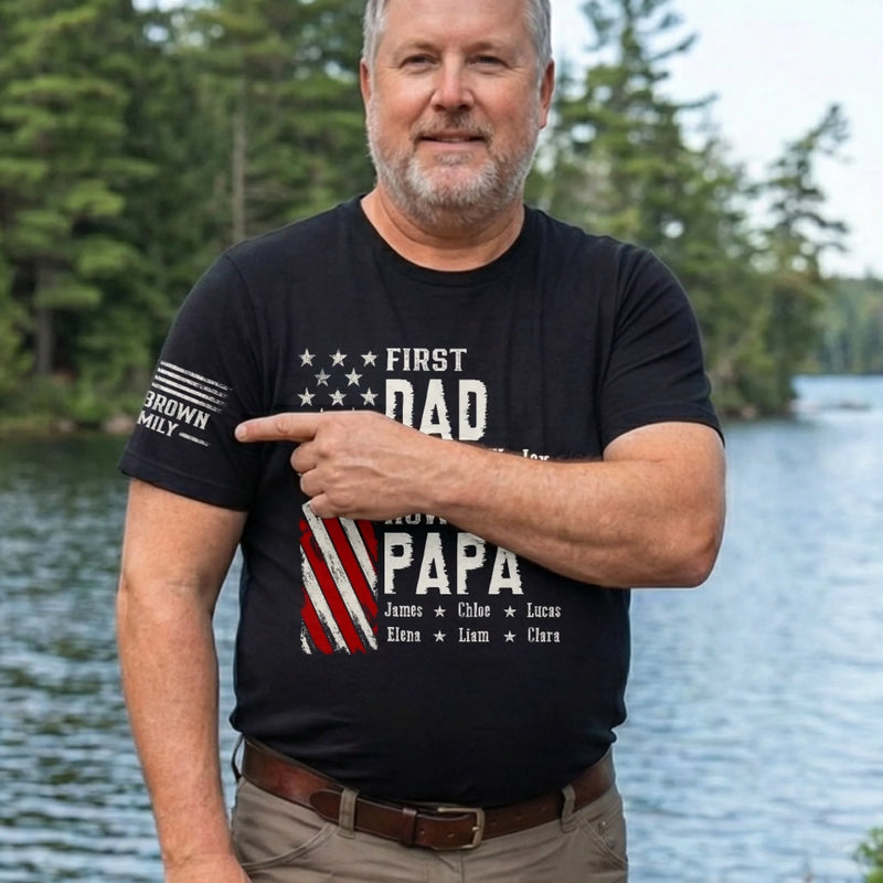Personalized T-Shirt With Sleeve Design – Father’s Day Gift For Dad – From Dad To Grandpa