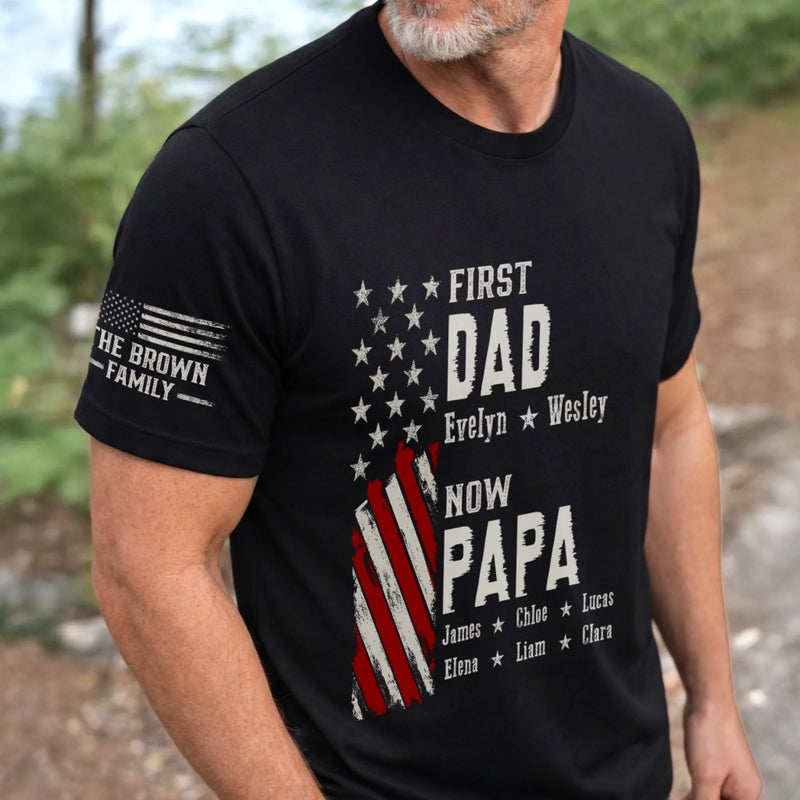 Personalized T-Shirt With Sleeve Design – Father’s Day Gift For Dad – From Dad To Grandpa
