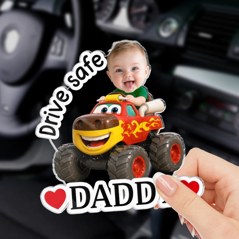 Personalized Photo Acrylic Car Visor Clip – Gifts For Dad – My Love Rides Along