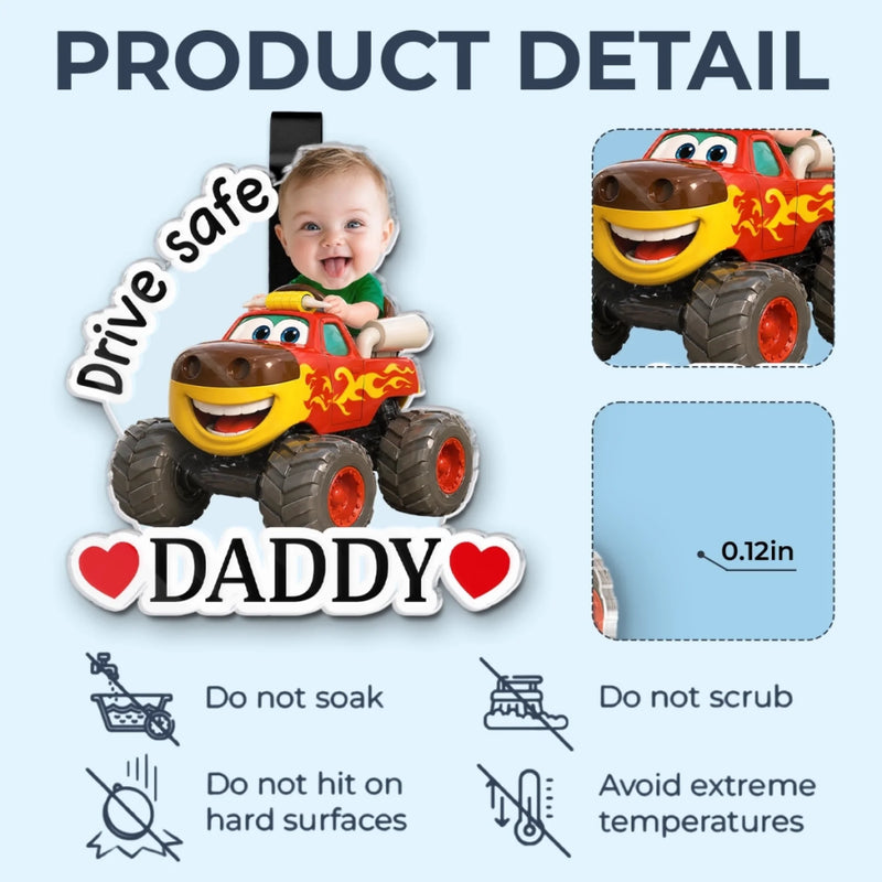 Personalized Photo Acrylic Car Visor Clip – Gifts For Dad – My Love Rides Along