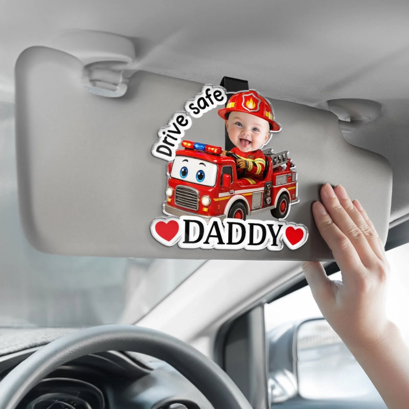 Personalized Photo Acrylic Car Visor Clip – Gifts For Dad – Love Rides With You Always