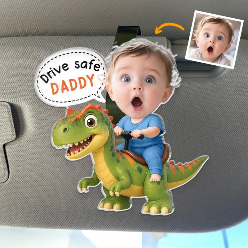 Personalized Photo Acrylic Car Visor Clip – Gifts For Dad – Drive Safe Super Dad