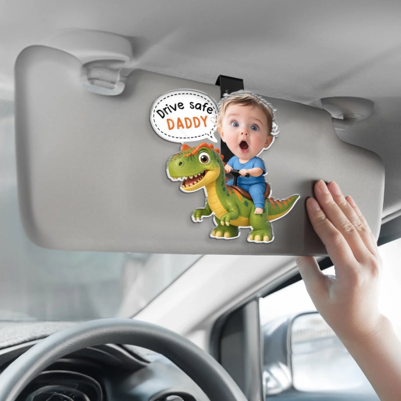 Personalized Photo Acrylic Car Visor Clip – Gifts For Dad – Drive Safe Super Dad