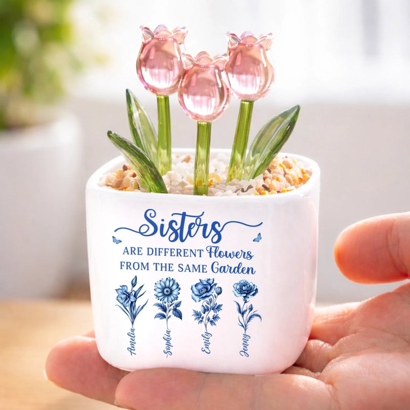 Personalized Glass Everlasting Tulips – Gifts For Women, Besties – Sisters, Rooted In The Same Love