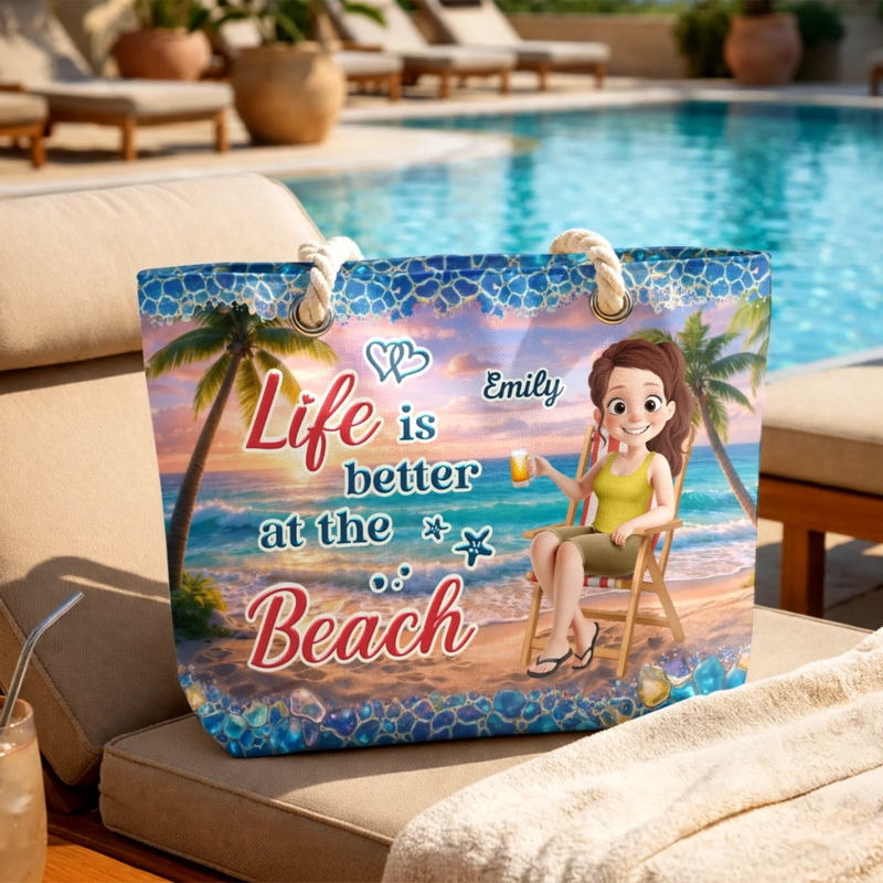 Personalized Beach Bag – Travel Gifts For Women – Poolside State Of Mind