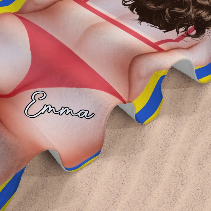 Personalized Beach Towel – Travel Gifts For Women, Best Friends – Sun, Sand And Good Vibes