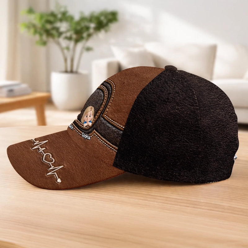 Personalized Classic Cap – Gifts For Dad, Grandpa  – Strong Heart, Strong Dad