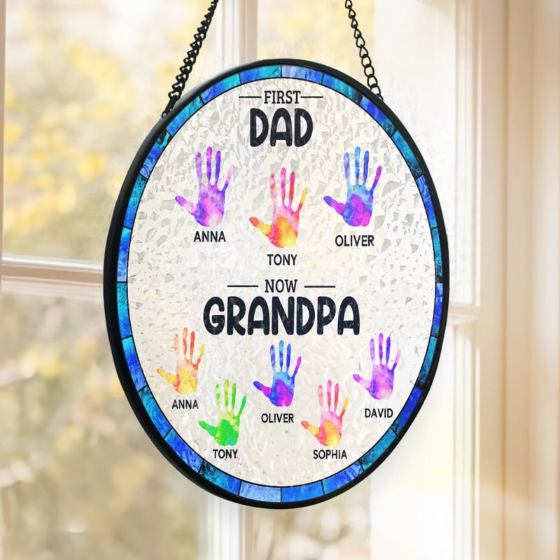 Personalized Stained Glass Window Hanging Suncatcher – Gifts For Dad, Grandpa – You Are Our Sunshine