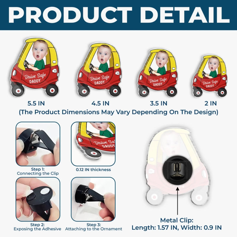 Personalized Photo Acrylic Car Vent Clip – Gifts For Dad – Love Rides With You