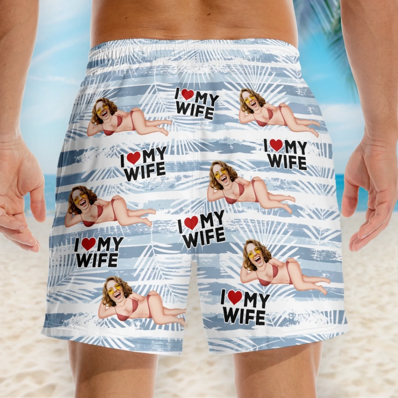Personalized Photo Men Beach Shorts – Gifts For Him, Husband –  I Love My Destiny