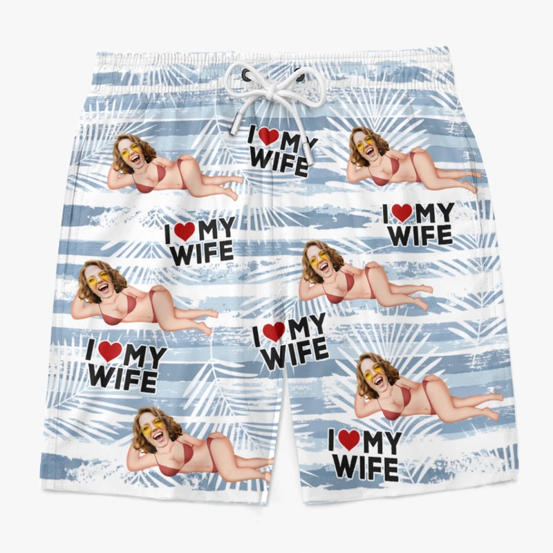 Personalized Photo Men Beach Shorts – Gifts For Him, Husband –  I Love My Destiny