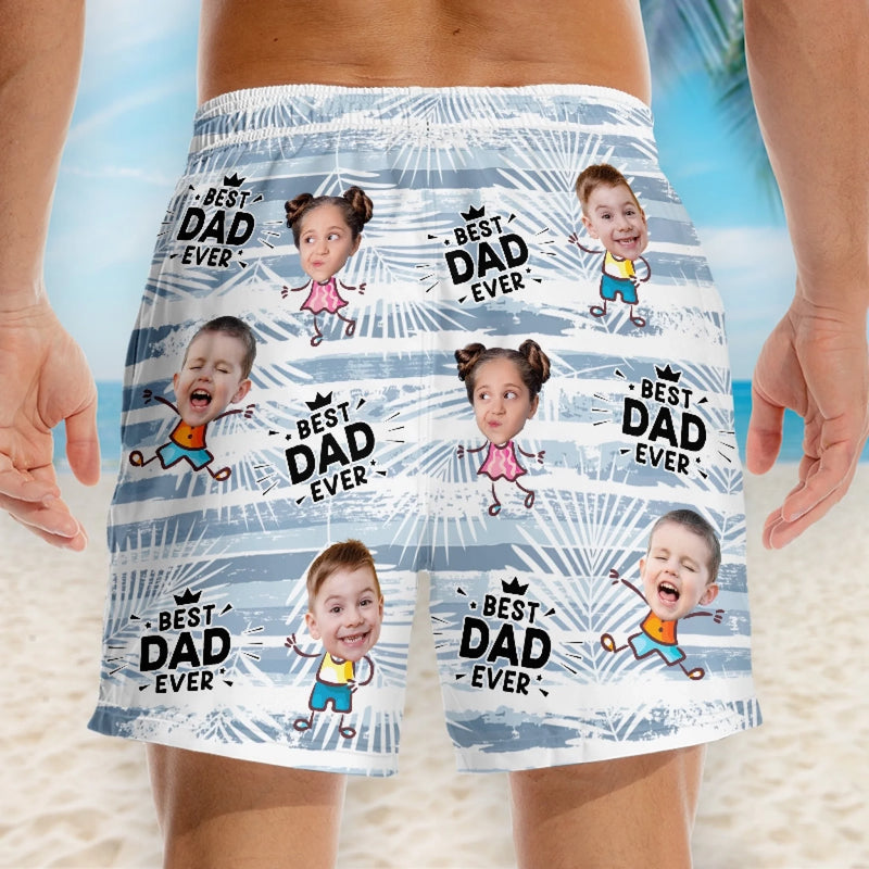 Personalized Photo Men Beach Shorts – Gifts For Dad, Grandpa – Best Man Ever