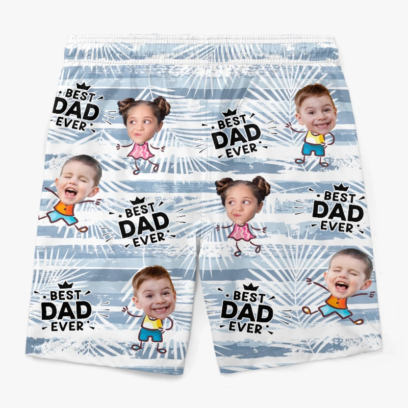 Personalized Photo Men Beach Shorts – Gifts For Dad, Grandpa – Best Man Ever