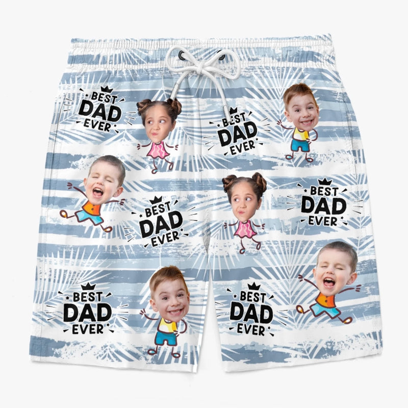 Personalized Photo Men Beach Shorts – Gifts For Dad, Grandpa – Best Man Ever
