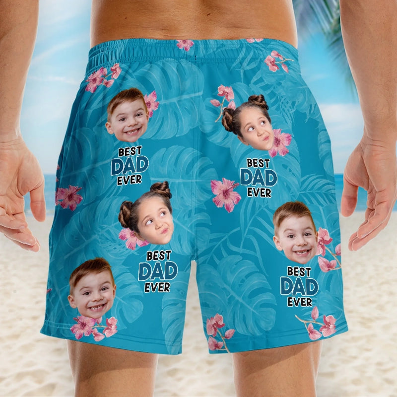 Personalized Photo Men Beach Shorts – Gifts For Dad, Grandpa – Best Daddy Ever Summer