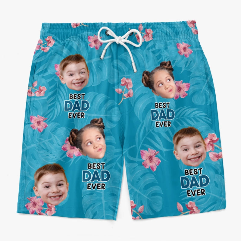 Personalized Photo Men Beach Shorts – Gifts For Dad, Grandpa – Best Daddy Ever Summer