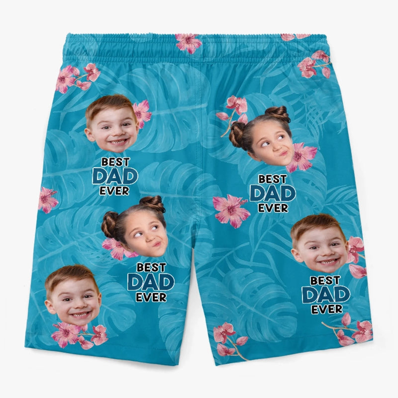 Personalized Photo Men Beach Shorts – Gifts For Dad, Grandpa – Best Daddy Ever Summer