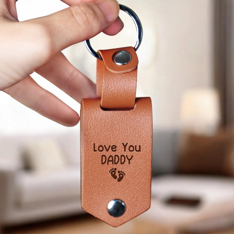 Personalized Photo Engraved Leather Keychain – Gifts For New Dads, Grandpas – Your Little Miracle Is On The Way