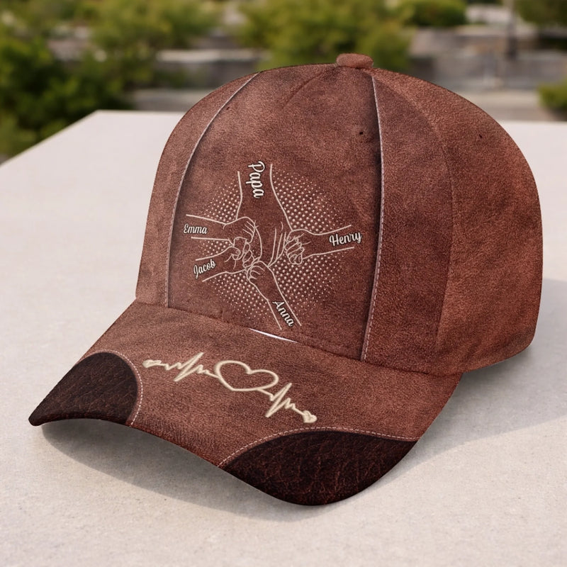 Personalized Classic Cap – Gifts For Dad, Grandpa  – Papa’s Hand Holds The Whole Family