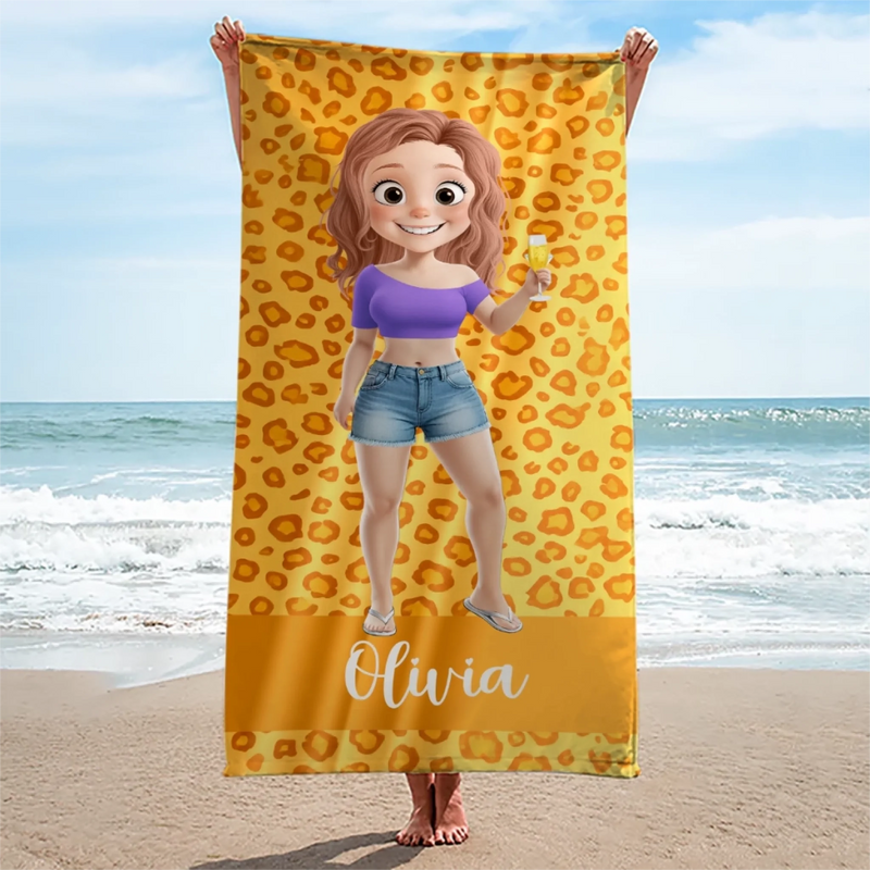 Personalized Beach Towel – Travel Gifts For Women, Best Friends – Sun, Sand, And Sips