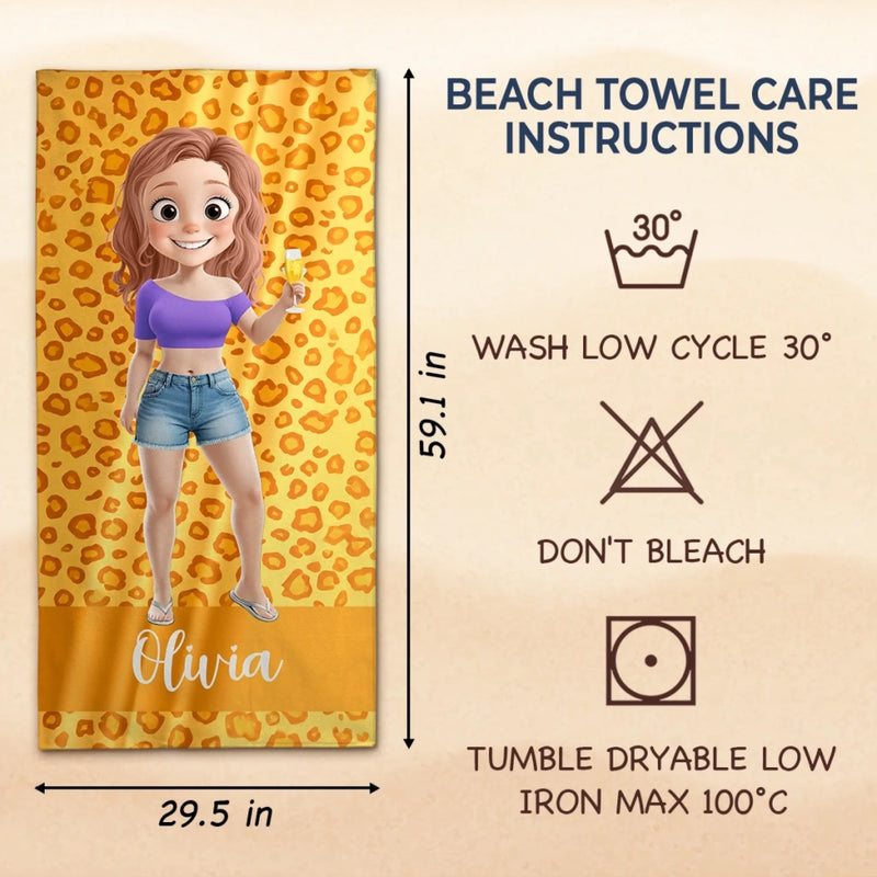 Personalized Beach Towel – Travel Gifts For Women, Best Friends – Sun, Sand, And Sips