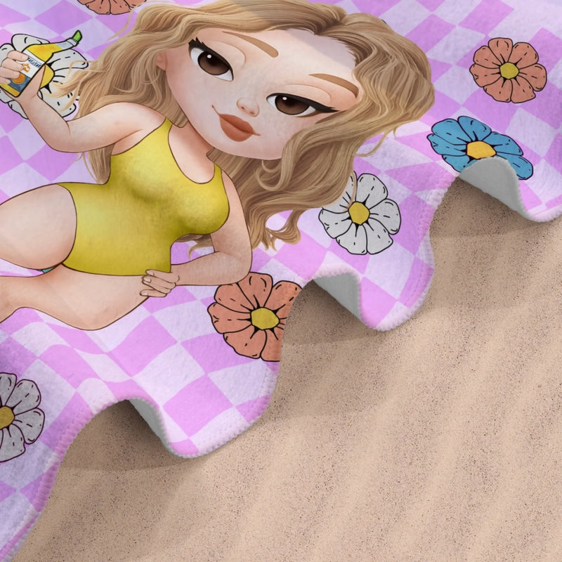 Personalized Beach Towel – Travel Gifts For Women, Best Friends – Tropical Vibes All Day