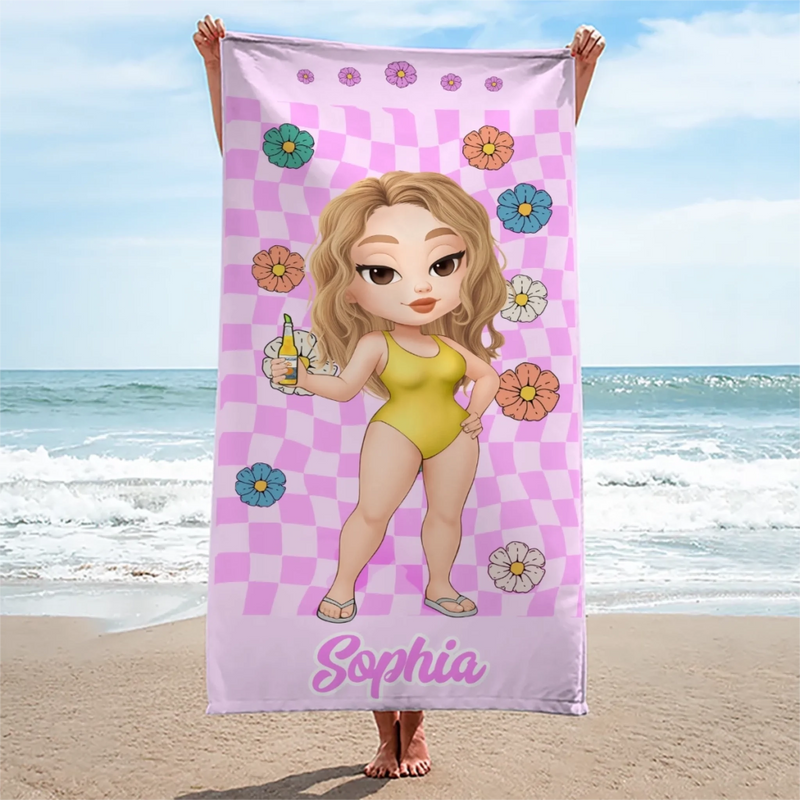 Personalized Beach Towel – Travel Gifts For Women, Best Friends – Tropical Vibes All Day