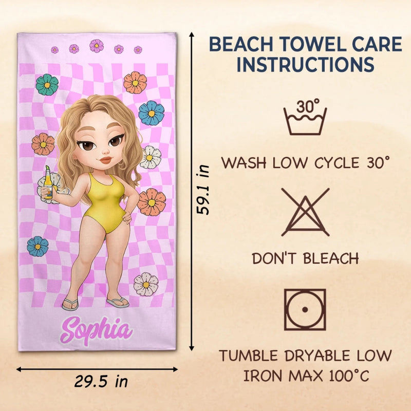 Personalized Beach Towel – Travel Gifts For Women, Best Friends – Tropical Vibes All Day