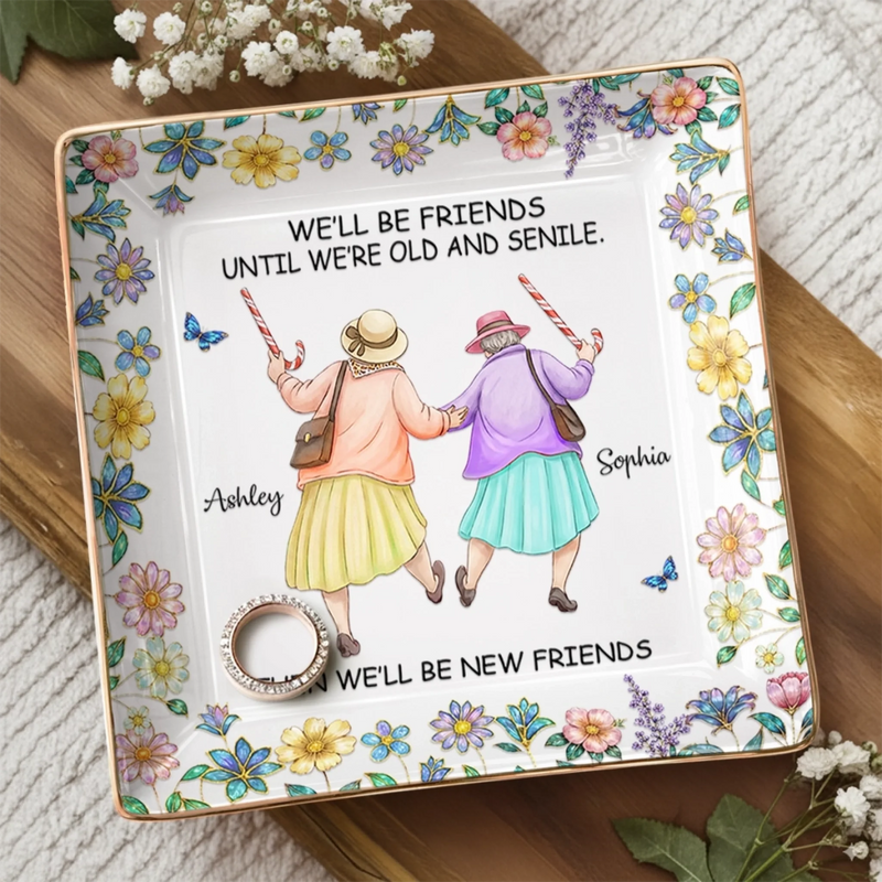 Personalized Full-Print Jewelry Dish – Birthday Gifts For Women, Besties, Sisters, BFF – Besties For A Lifetime