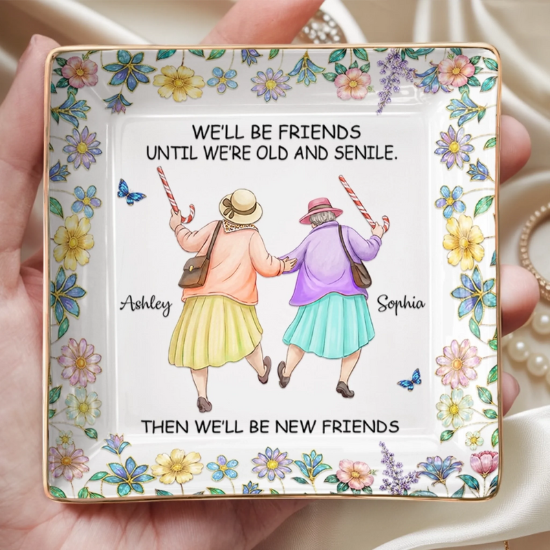 Personalized Full-Print Jewelry Dish – Birthday Gifts For Women, Besties, Sisters, BFF – Besties For A Lifetime