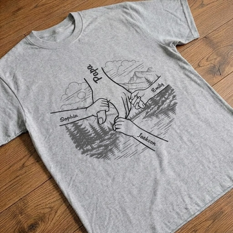 Personalized Unisex T-shirt, Hoodie – Gifts For Dad, Grandpa – Holding Hands, Holding Hearts