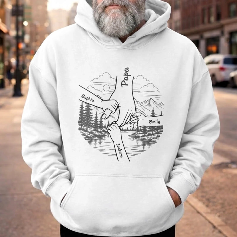Personalized Unisex T-shirt, Hoodie – Gifts For Dad, Grandpa – Holding Hands, Holding Hearts