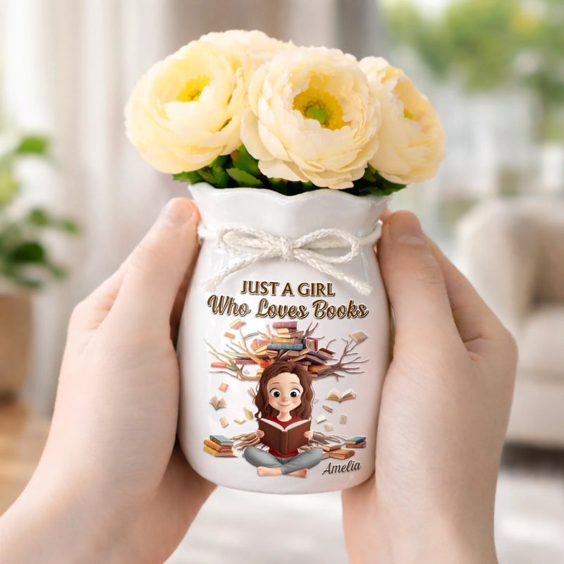 Personalized Ribbon Flower Vase – Gifts For Book Lovers, Bookworms, Readers – Reading Is My Favorite Escape
