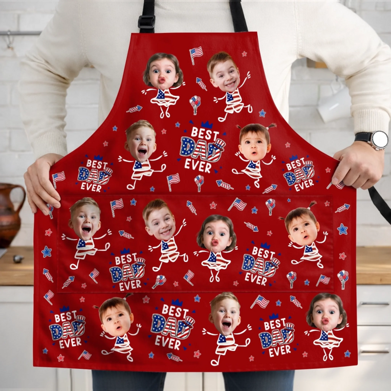 Personalized Photo Apron With Pocket – Father's Day Gifts For Dad, Grandpa – Backyard Legend Status