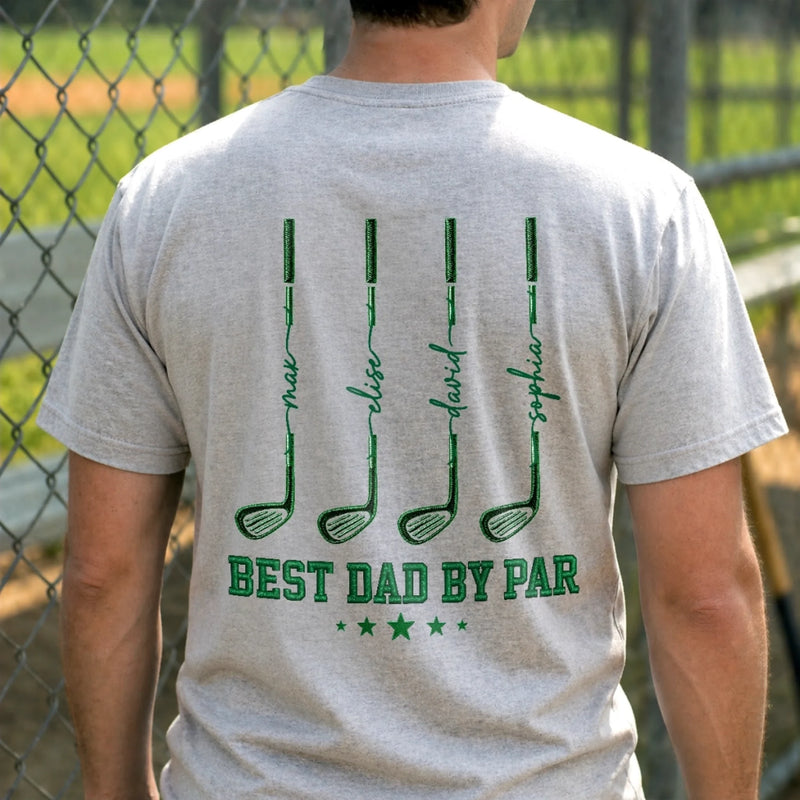 Personalized Unisex T-shirt – Golf Gifts For Dad, Grandpa, Golf Lovers – Best Dad By Par