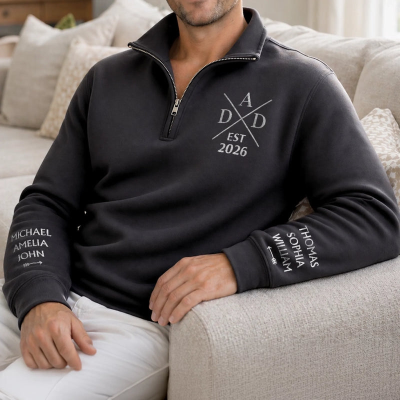 Personalized Unisex Quarter Zip Sweatshirt – Father's Day Gifts For Grandpa, Dad – Loved By Little Legends