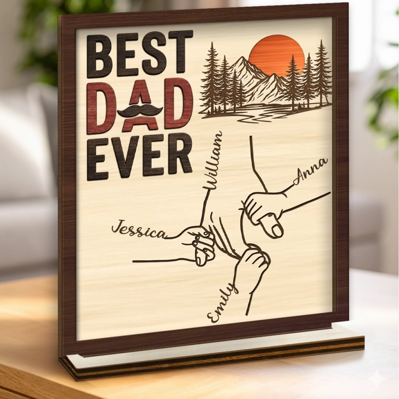 Personalized 2-Layered Wooden Plaque – Gifts For Dad, Grandpa – Memories On The Go