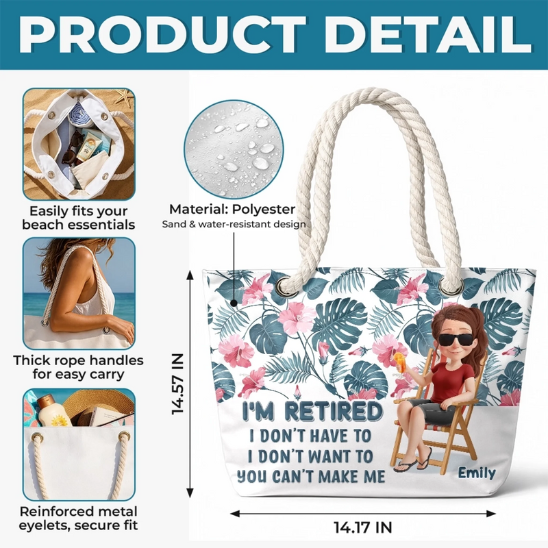 Personalized Beach Bag – Travel Gifts For Women – Sunshine, Freedom, Repeat