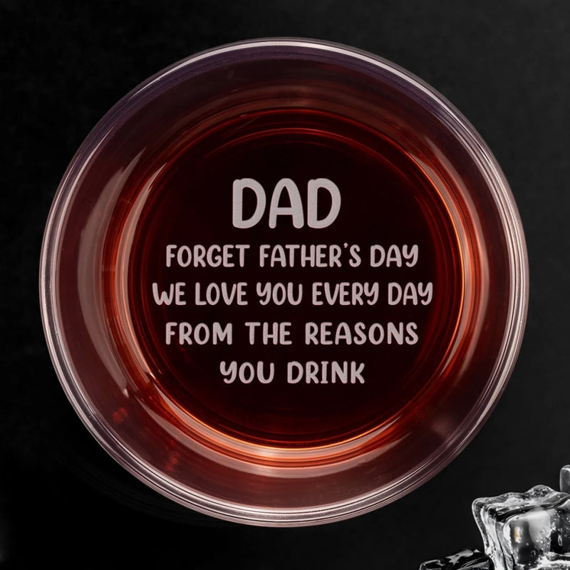 Personalized Whiskey Glass With Bottom And Side Engraving – Gifts For Dad, Grandpa – One Sip Closer To Happy