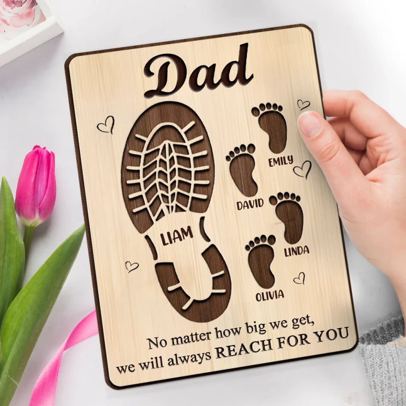 Personalized 2-Layered Wooden Plaque – Gifts For Dad, Grandpa – Your Footsteps Shaped Our Journey