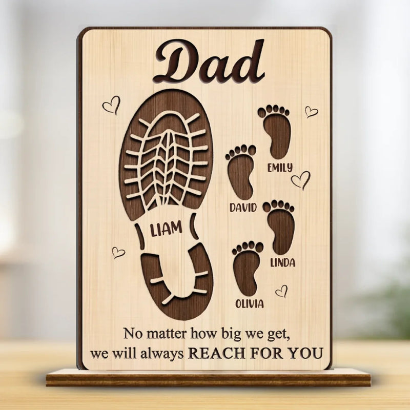 Personalized 2-Layered Wooden Plaque – Gifts For Dad, Grandpa – Your Footsteps Shaped Our Journey