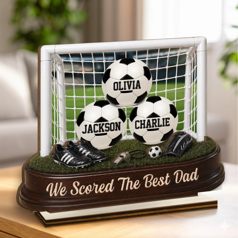 Personalized 2-Layered Wooden Plaque – Gifts For Dad, Grandpa, Soccer Lovers – Game Day, Dad Day