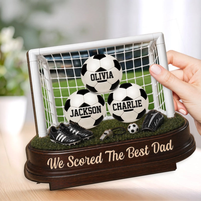 Personalized 2-Layered Wooden Plaque – Gifts For Dad, Grandpa, Soccer Lovers – Game Day, Dad Day