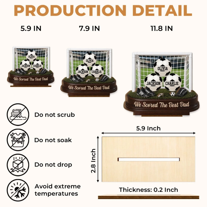 Personalized 2-Layered Wooden Plaque – Gifts For Dad, Grandpa, Soccer Lovers – Game Day, Dad Day
