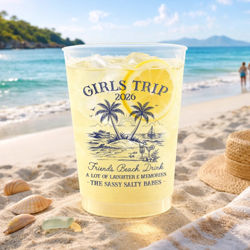 Personalized Party Cups – Summer Vacation And Travel Gifts For Best Friends, Family – Hello Summer Vibes