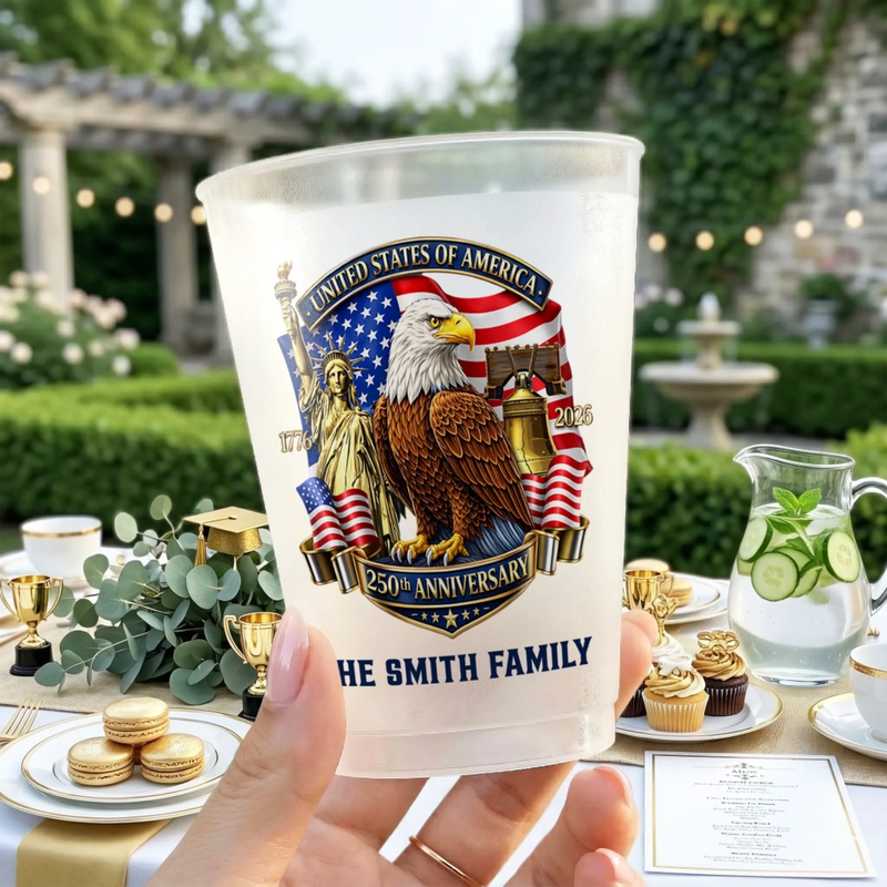 Personalized America 250th Anniversary Party Plastic Cups – Gifts For Family – Proud American Roots