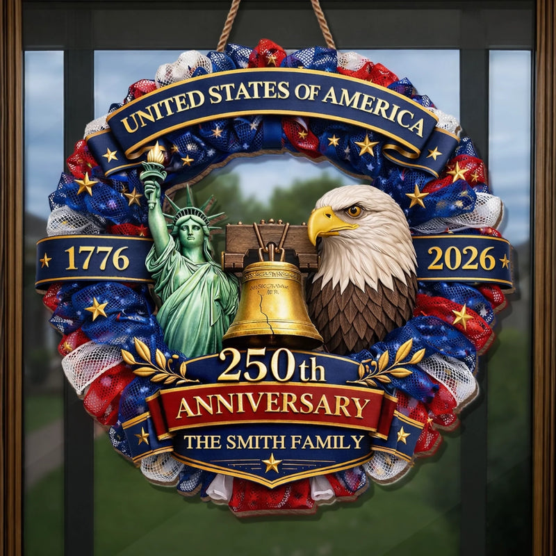 Personalized America 250th Anniversary Wood Sign – Gifts For Family – Freedom In Every Heart