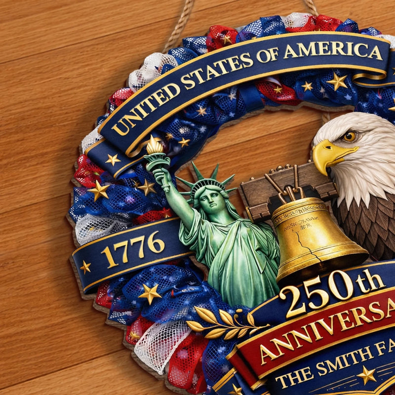 Personalized America 250th Anniversary Wood Sign – Gifts For Family – Freedom In Every Heart
