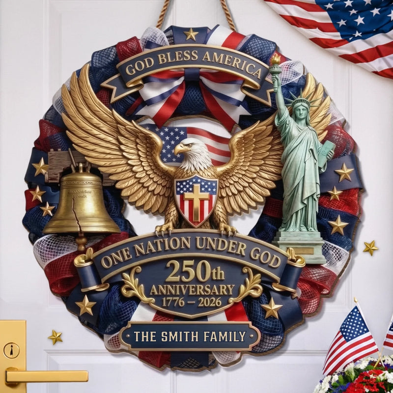 Personalized America 250th Anniversary Wood Sign – Gifts For Family – Liberty Never Goes Out Of Style