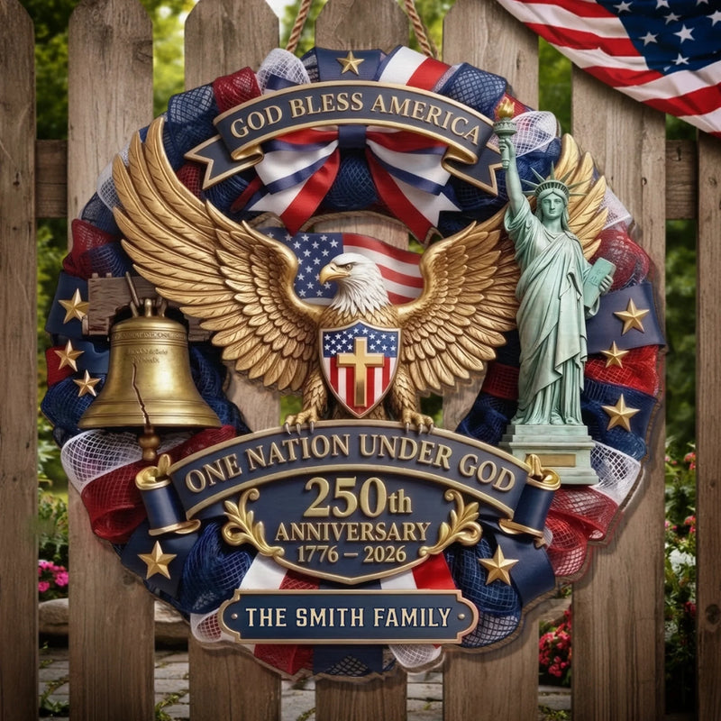 Personalized America 250th Anniversary Wood Sign – Gifts For Family – Liberty Never Goes Out Of Style
